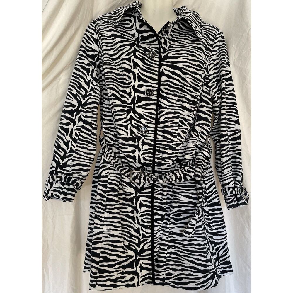 Lane Bryant Trench Coat Women’s 14/16W Plus Lightweight Zebra Print Pattern Work - Picture 3 of 9